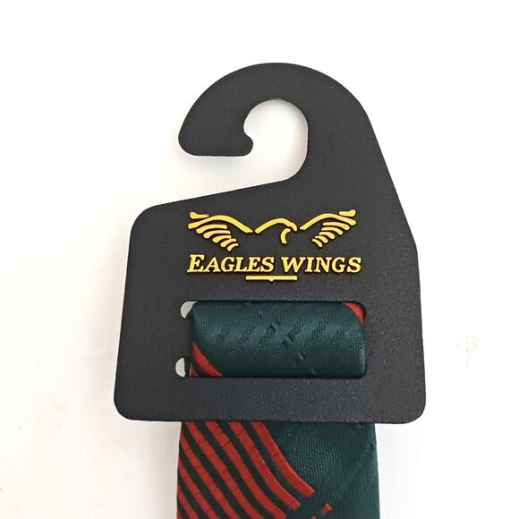 NWT Univ of Miami Woven Plaid Tie Eagles Wings Green/Orange 4" - Picture 7 of 8